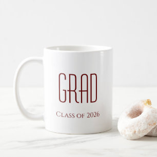 Mug Classe de 2025 Graduation Grad Simple Blanc Rouge