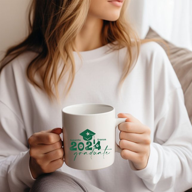 Mug Classe Graduate personnalisée de 2024 Dark Green (Créateur téléchargé)