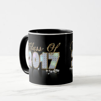 Mug Classe noire unique élégante de diamant d'or de