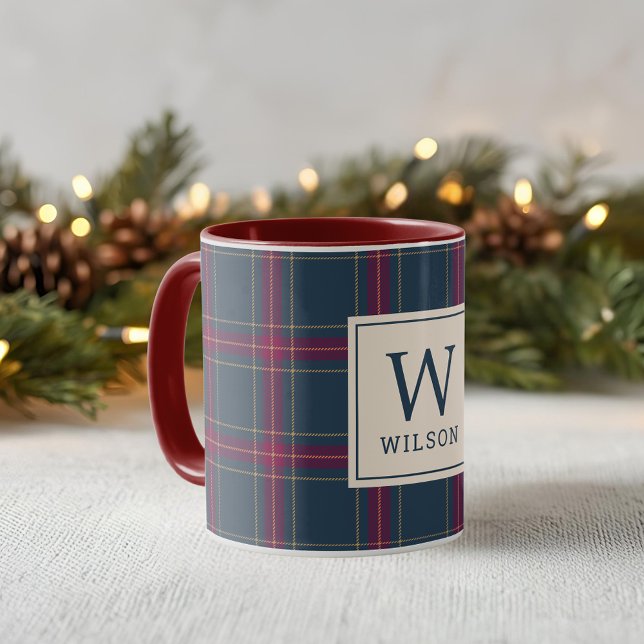 Mug Classic Navy and Red Tartan Plaid Christmas (Créateur téléchargé)