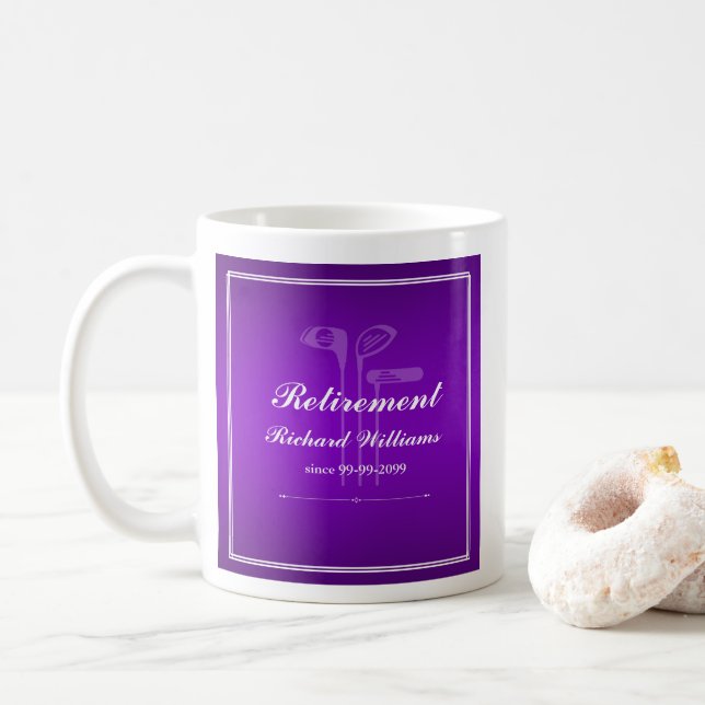 Mug Classic Retraite Golf Thème Purple Blanc (Avec donut)