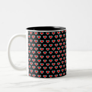 Mug Classique Cœurs Noir - Tri Color, 325 ml