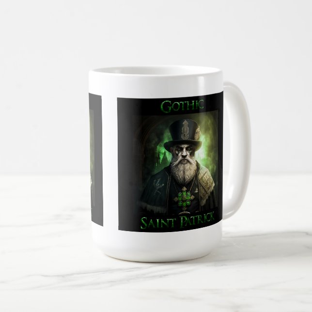 Mug classique gothique Saint Patrick, 15 oz (Devant droit)