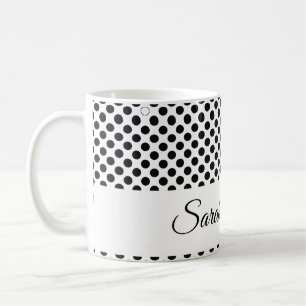 Mug classique monogrammed pois noir et blanc