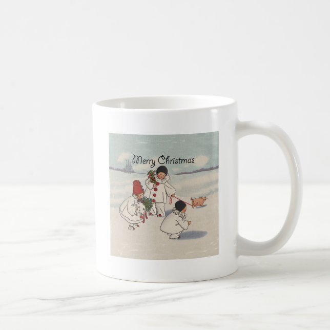 Mug Classique Vintage Noël Enfant de neige (Droite)