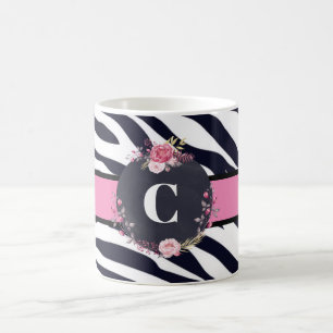 Mug classique Zebra Floral Monogram