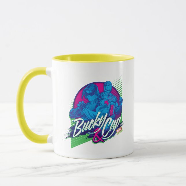 Mug Classiques des Avengers | Graphisme néon de Bucky  (Gauche)