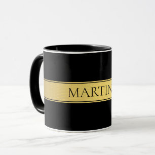Mug Classy Faux Gold Stripe & Black Arrière - plan ou