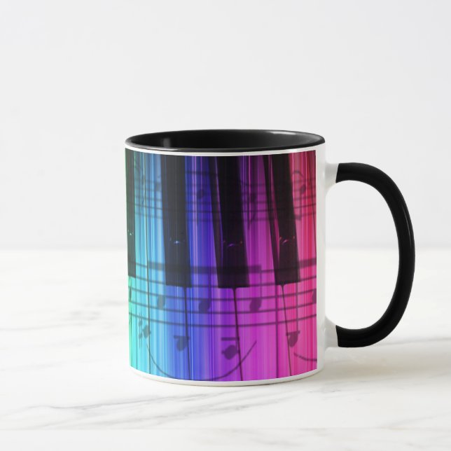 Mug Clavier et notes de piano d'arc-en-ciel (Droite)