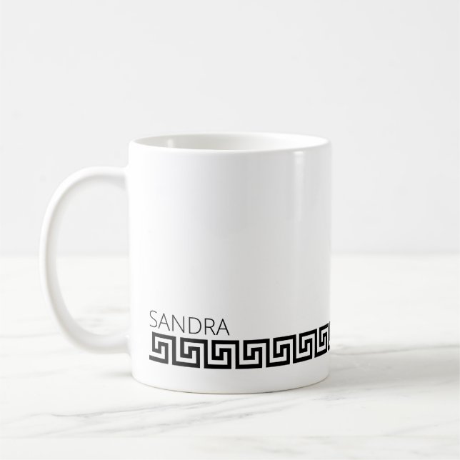 Mug Clé grecque blanche noire intemporelle Chic (Gauche)