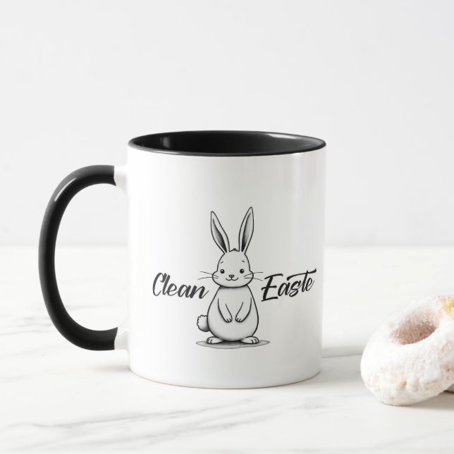 Mug Clean Easter – Minimal Bunny Design - caneca (Avec donut)