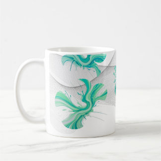 Mug clean teal geometric shape with swirly background