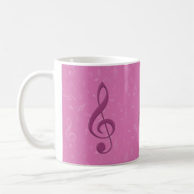 Mug Clef rose et notes musicales (Gauche)