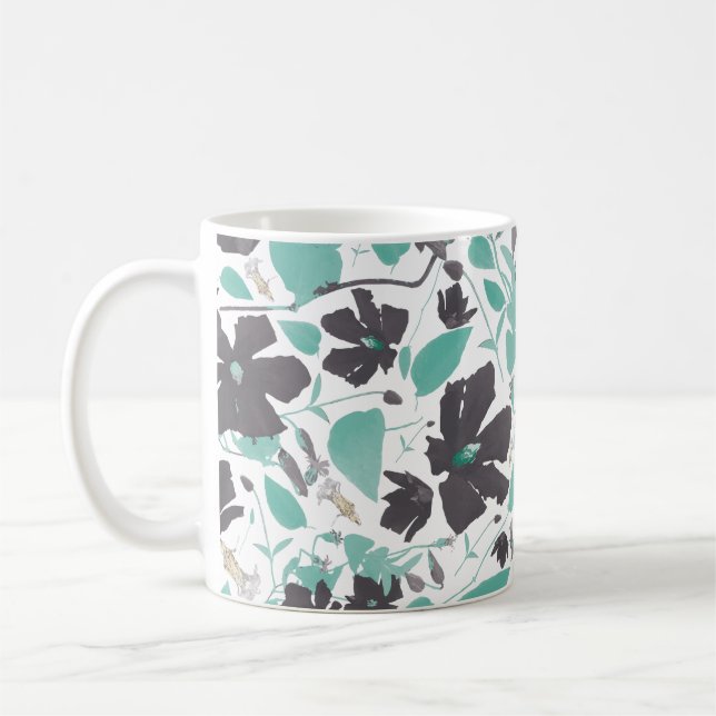 Mug Clematis motif floral Turquoise Brown (Gauche)