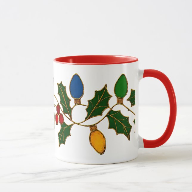 Mug Cloisonne Art Christmas Lights and Holly (Droite)