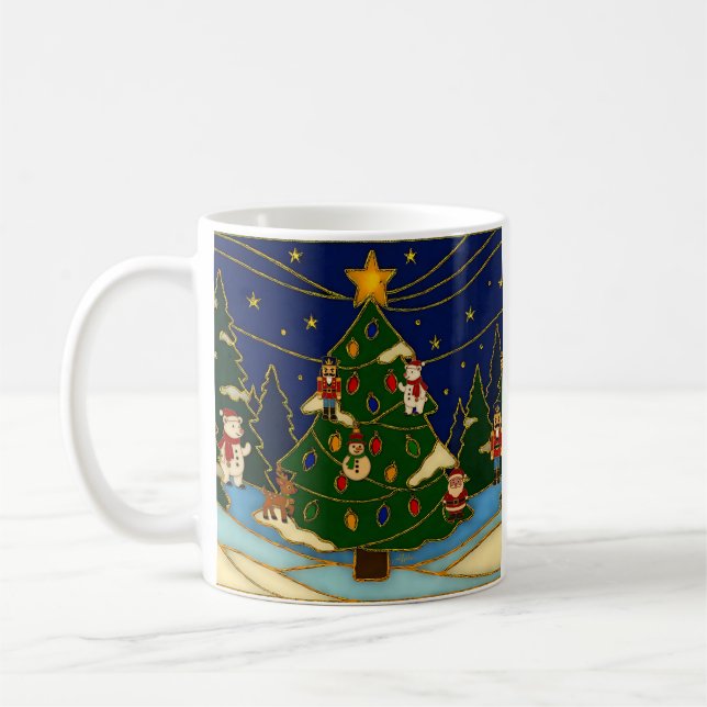 Mug Cloisonne Art Whimsical Forest Classic Christmas  (Gauche)