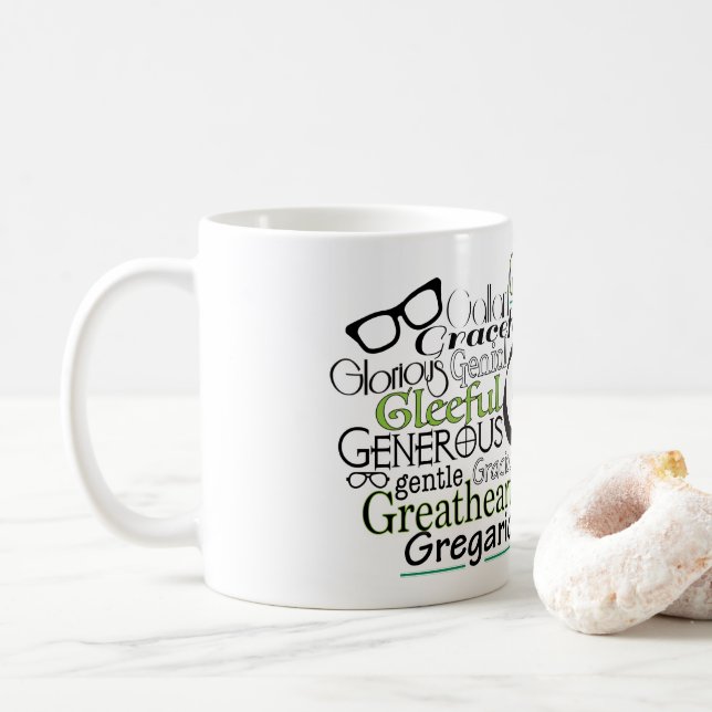 Mug Cloud Word Adjectif commençant par la lettre G (Avec donut)