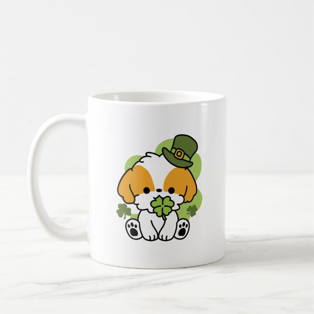 Mug Clover Pup Love - St. Patrick's Day Chien Design (Gauche)