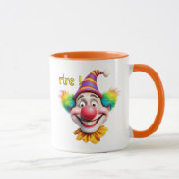 Clown rigolo au grand sourire et cheveux colorés.