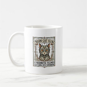 Mug Club Chat Néon Chat Cyberpunk Vintage Art Vector S