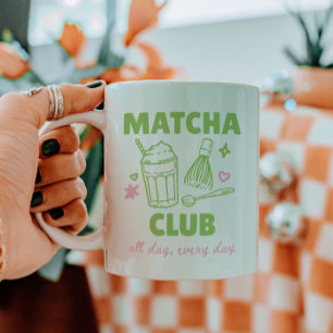 Mug Club Matcha Vert et Rose Doodles Été