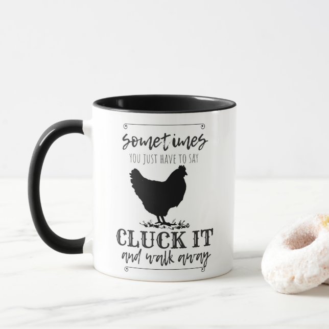 Mug CLUCK IT Humour poulet Typographie (Avec donut)