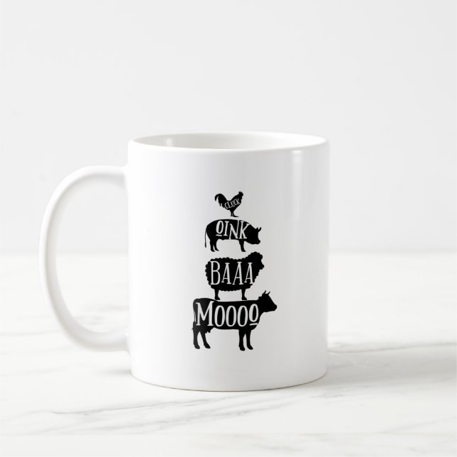 Mug Cluck Oink Baa Moo - Chicken Pig Sheep Cow Farmer  (Gauche)