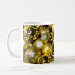 Mug Cluster de balles de Noël doré et jaune