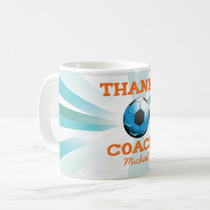 Mug Coach de football Merci, Orange sur Turquoise, Sta