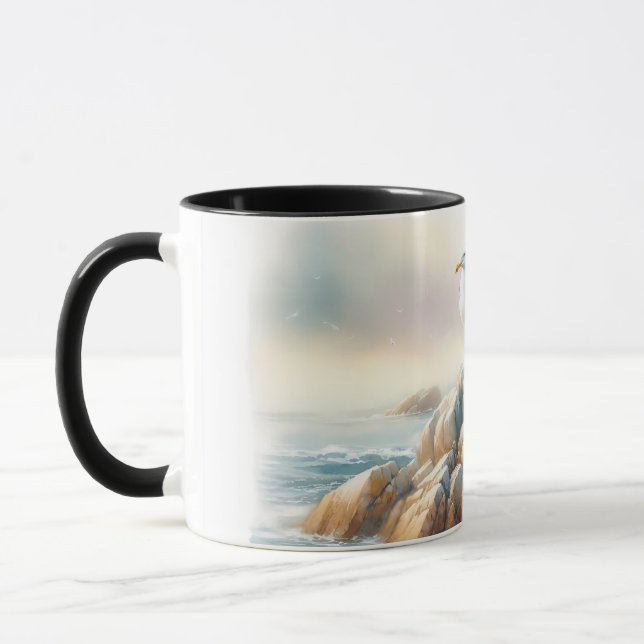 Mug Coastal Seagulls Watercolor Seascape (Gauche)