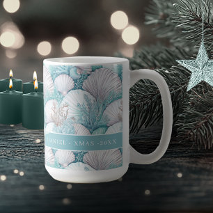 Mug Coastal Seashell & Coral Motif#3 ID1009