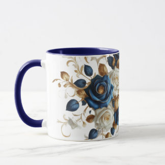 Mug Cobalt White Flowers
