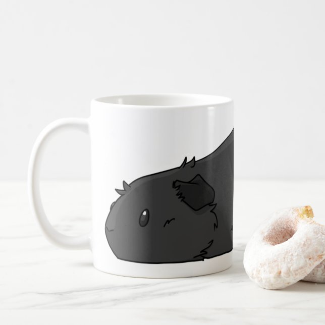 Mug Cobaye gris-foncé noir mignon de porc de Pooped (Avec donut)