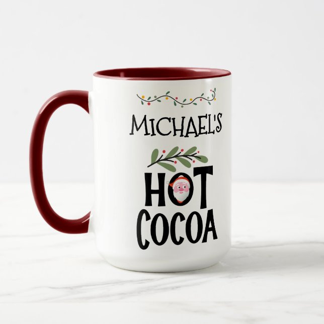 Mug Coca chaud Noël Père Noël & Custom Name (Gauche)