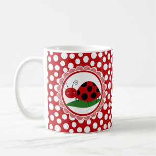 Mug Coccinelle mignonne sur une feuille - noir rouge