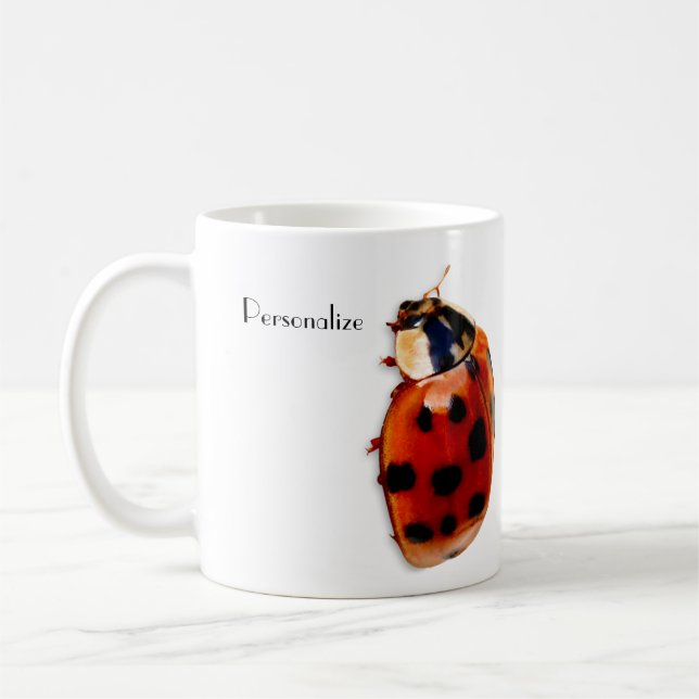 Mug Coccinelle repérée chic avec le nom (Gauche)