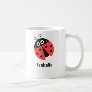 Mug Coccinelle rouge et noire mignonne avec des coeurs