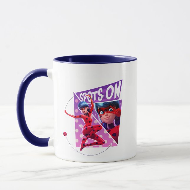 Mug Coccinelle | Spots Sur Graphique Violet (Gauche)