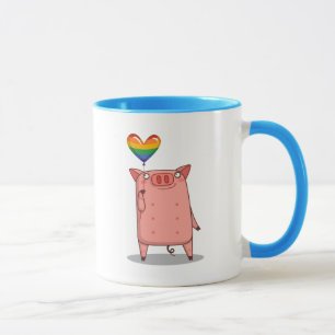 Mug Cochon Avec Ballot Arc-En-Ciel