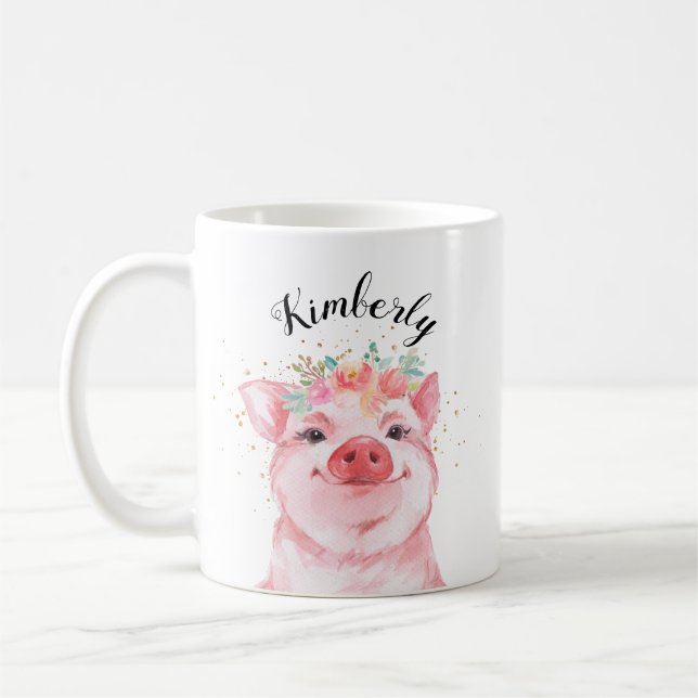 Mug Cochon d'aquarelle Whimsical (Gauche)