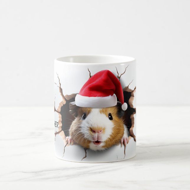 Mug Cochon de Guinée mignonne 3D avec Santa Hat (Centre)
