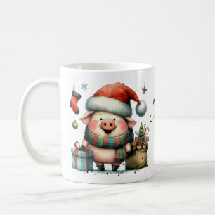 Mug Cochon de Noël mignon avec cadeaux