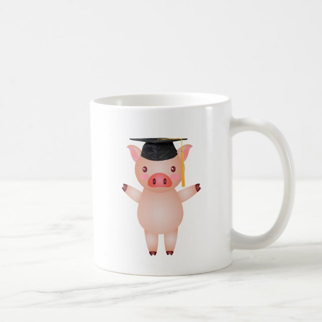 Mug Cochon mignon dans le capuchon de graduation (Droite)