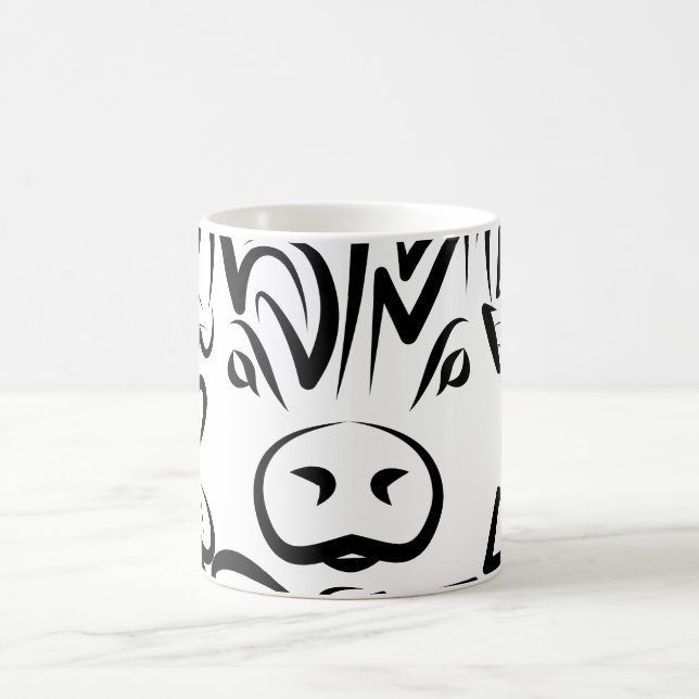 Mug Cochon tribal noir et blanc (Centre)