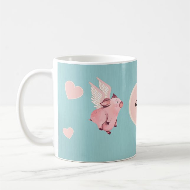 Mug Cochon volant mignon avec ailes quand les porcs vo (Gauche)