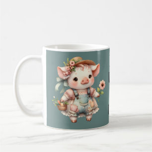 Mug Cochonnet Pastel Mignon en Salopette Cottagecore