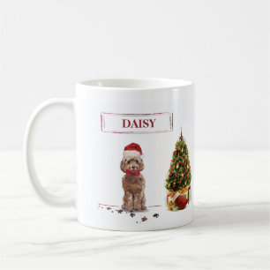 Mug Cockapo Brown Funny Chien de Noël et Arbre