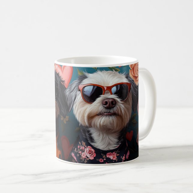 Mug Cockapoo avec coeur Roses Saint-Valentin (Devant droit)