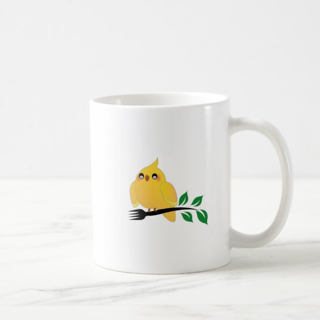 Mug Cockatiel mignon tenant une fourchette (Droite)