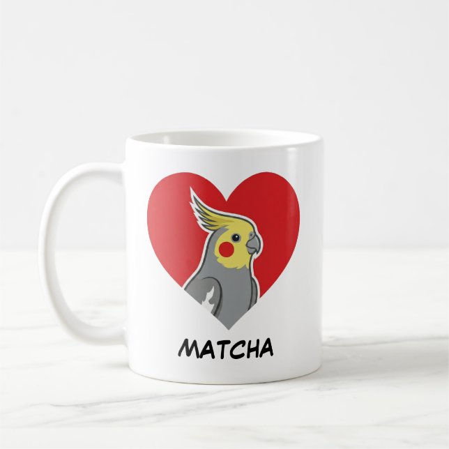 Mug Cockatiel Personalized Heart Gift (Gauche)